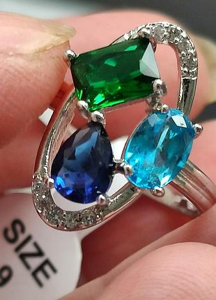 Кільце з трьема цірконами 925