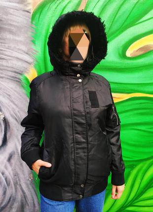 Довга куртка-бомбер з капюшоном на від zara woman1 фото