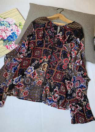Блуза m&s edition collection с длинным рукавом пляжная летняя с ярким рисунком