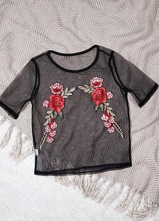 Футболка сетка с вышивкой