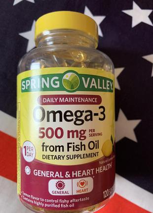 Американская омега -3 от spring valley omega-3 fish oil softgels, 500 mg2 фото