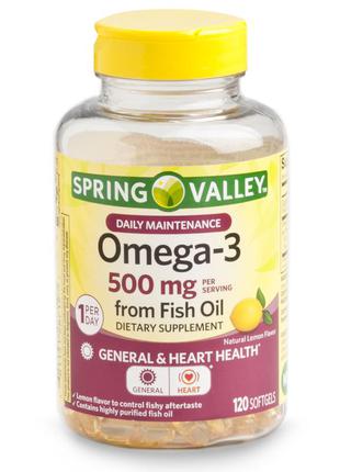 Американская омега -3 от spring valley omega-3 fish oil softgels, 500 mg