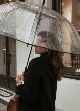 Прозрачный зонт - трость / зонтик