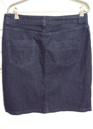 Джинсовая юбка миди фирменная базовая натуральная котоновая со стразами качество!!! marks & spencer5 фото