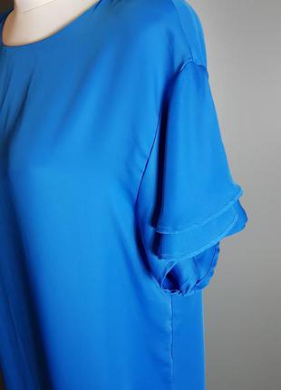 Платье короткое синее с коротким рукавом воланами свободное ровное h&m2 фото