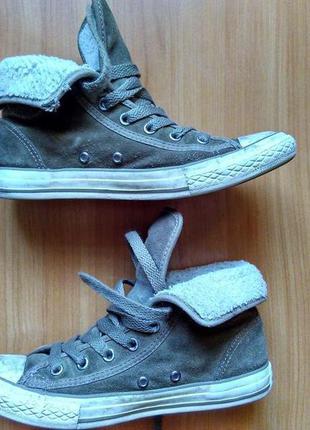 Оригинальные высокие замшевые кеды converse на меху / 21.5 см / 35 размер