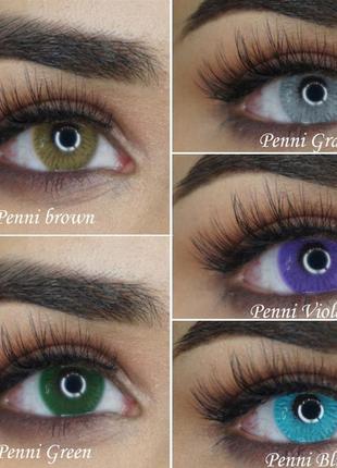 Цветные линзы контактные на год penni. качественные линзы для любого цвета глаз.1 фото