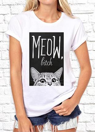 Женская футболка push it с принтом, swag _meow bitch_ фп000411