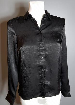 Сорочка чорна з блиском подовжена ззаду h&m