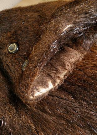 Шуба нутрия длинная винтажная ретро в пол коричневая мех натуральный с воротником пышная l xl 2xl9 фото