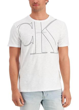 Оригинальная мужская базовая футболка calvin klein с логотипом белая1 фото