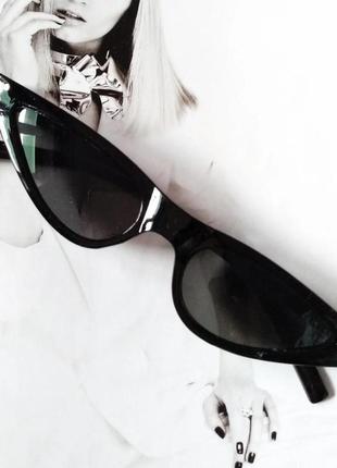 Стильные очки солнцезащитные маленький треугольник чёрные