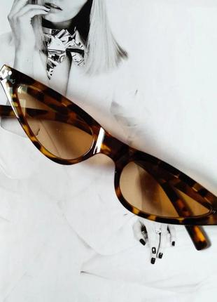 Стильные очки солнцезащитные маленький треугольник леопард