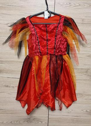 Дитячий костюм, плаття дияволиця, відьма, відьмочка, вогонь, осінь на 3-4 роки