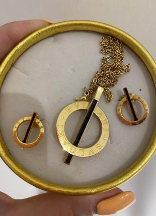 Набор серьги и цепь bvlgari 3