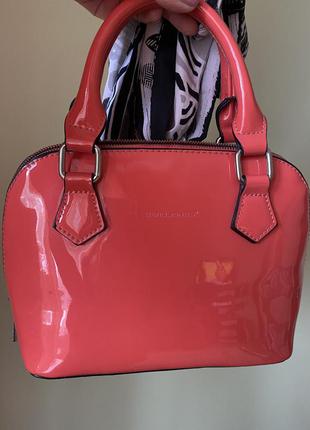 Червона жіноча сумочка , лакова сумочка david jones шарф в подарунок3 фото