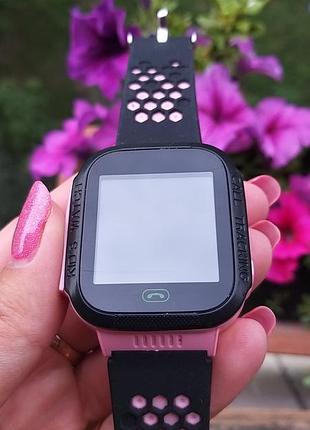 Детские часы smart q528 с gps трекером розовые фонарик камера много функциональные