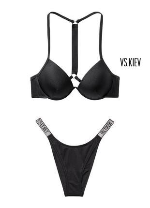 Купальник victoria's secret оригінал чорний стрази вікторія сікрет 34b 75b push up vs камені5 фото