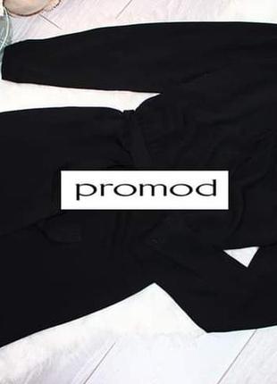 Черное базовое платье под пояс длинный рукав чорна базова сукня promod франция5 фото