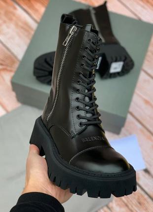 Black tractor side-zip boots lux жіночі демісезонні чорні черевики з блискавкою бренд жіночі чорні трендові ботінки