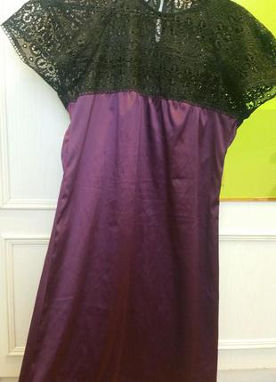 Изысканое атласное коктейльное платье с итальянским кружевом1 фото