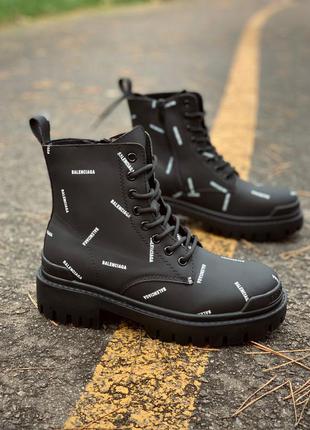 All over logo boots black женские черные демисезонные брендовые ботинки жіночі чорні...