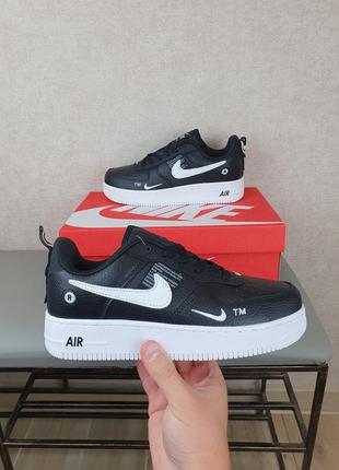 Кроссовки женские nike air force 1 07 lv8 ultra black white черно-белые. кроссы черные с белым найк