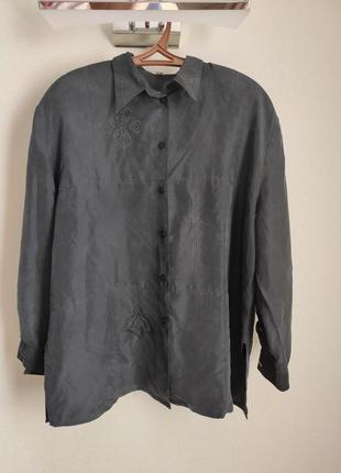 💯 натуральний шовк шелк ❤️🔥 рубашка, блуза, сорочка. пог. 65 см.6 фото