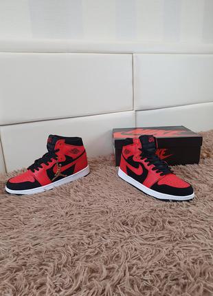 Красные с черным nike air jordan retro 1 мужские кроссовки высокие черные. найк аир джордан ретро 16 фото