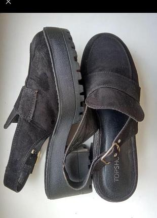 Topshop чёрные лоферы туфли под замш