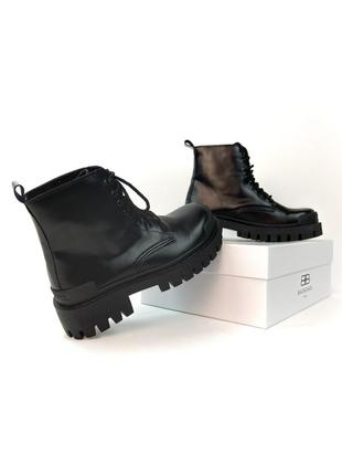 Strike lace-up boot black (мех) женские черные утепленные ботинки с мехом бренд жіночі чорні ботінуи тренд7 фото