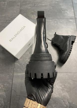 Strike lace-up boot black (мех) женские черные утепленные ботинки с мехом бренд жіночі чорні ботінуи тренд5 фото