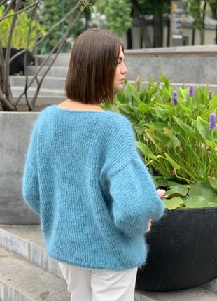 Мохеровый свитер джемпер с косой оверсайз2 фото