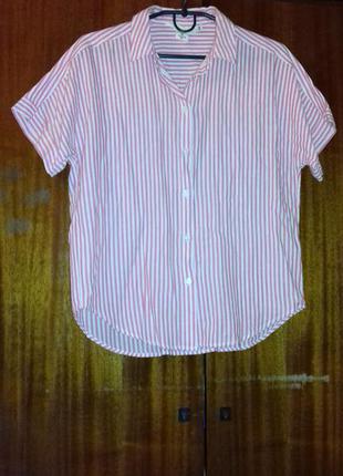 Красная рубашка в полоску белая рубашка в линию полосатая рубашка оверсайз.3 фото