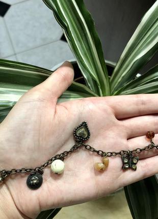 Вінтажний браслет з природними камнями і емаллю