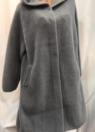 Пальто с шерстью альпаки с капюшоном8 фото