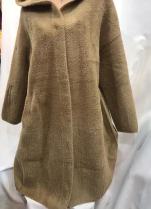 Пальто с шерстью альпаки с капюшоном4 фото