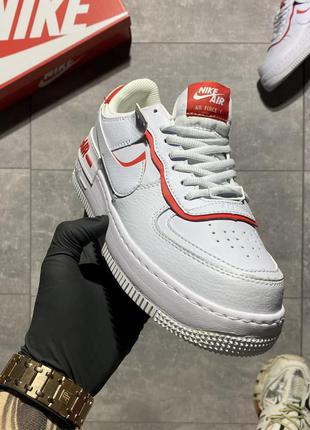 Жіночі шкіряні кросівки nike air force shadow🆕сині з червоним найк аір форс🆕