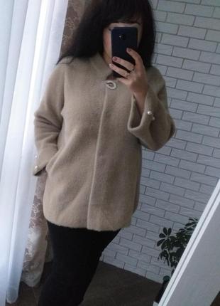 Батал пальто с шерстью альпаки отличное качество