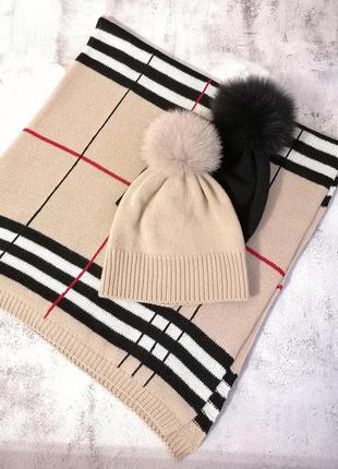 Вязаный комплект :шапка+шарф