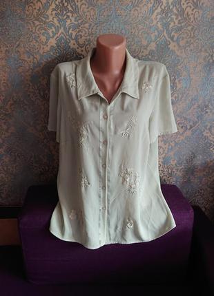 Женская блуза с вышивкой блузка блузочка большой размер батал 50 /52/54