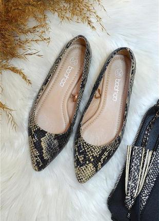 Шикарні балетки човники пітон від boohoo