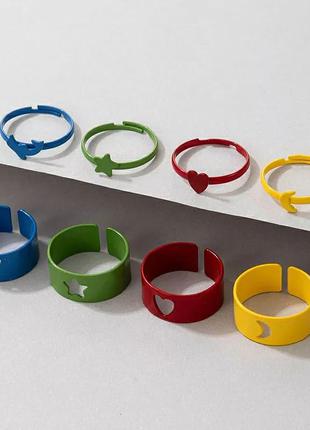 Парные кольца цветные набор колец4 фото