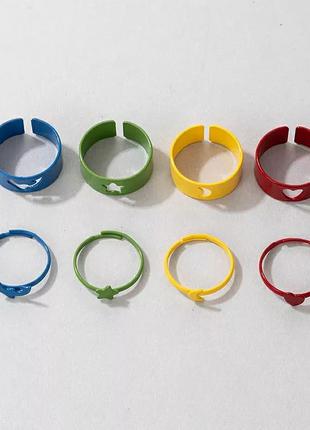 Парные кольца цветные набор колец6 фото
