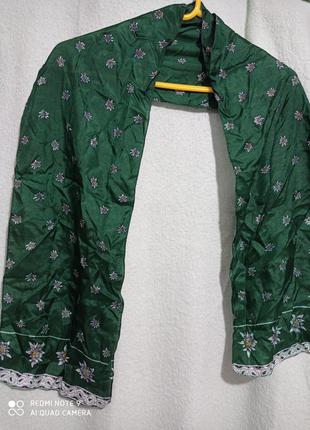 Ро3. шовковий зелений жіночий шарф чистий шовк 100 едельвейс