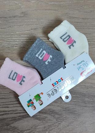 Махрові носочки для немовлят в комплекті 3 шт. махровые носочки для малышей