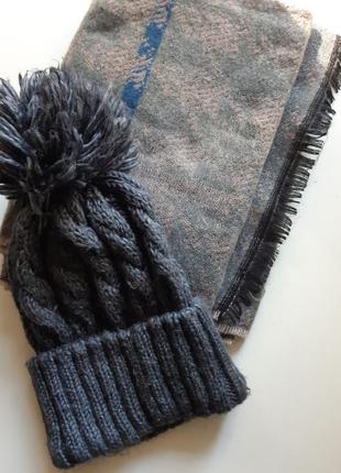 Набір шарф + шапка з бумбоном3 фото