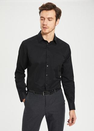 Черная мужская рубашка lc waikikiлс вайкики с карманом на груди