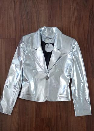 Стильный зеркальный пиджак под серебро acolé