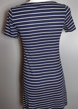 Платье короткое с коротким рукавом в полоску синее с белым морское трикотажное h&m4 фото